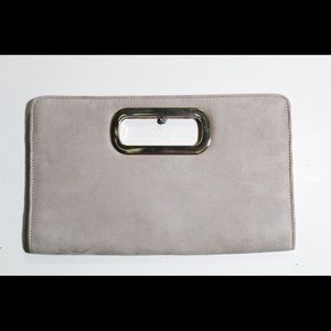 Faux-Suede Ivory Colored Hand Clutch